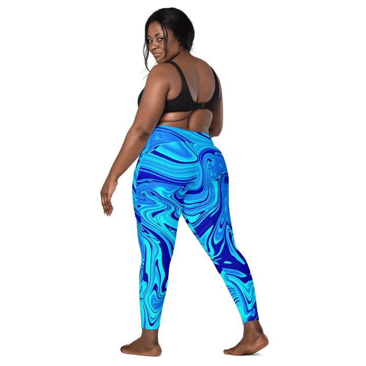 Leggings with Pockets - Light and Dark Blue Digital Fluid Art product image (1)
