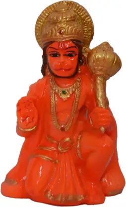 Shreeji Hanuman Statue /Murti/ Idol Marble Finish (Polyresin, Clear) Decorative Showpiece - 8 cm (Polyresin, Orange) product image (1)