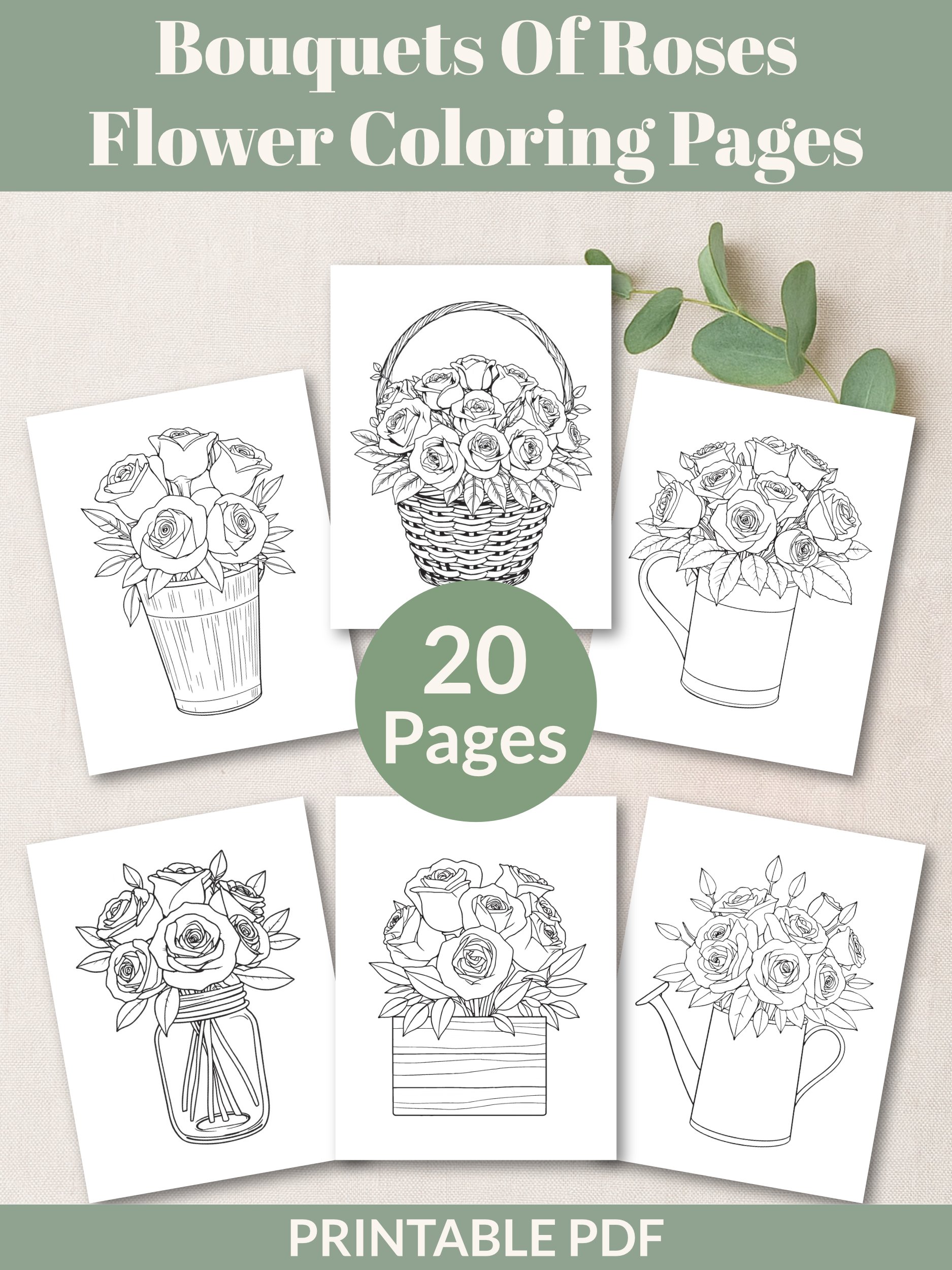 Printable Floral Coloring Pages Bundle product image (4)