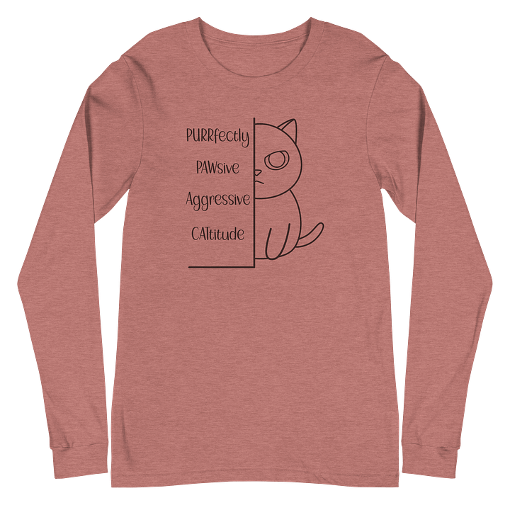 Passive Aggressive Cattitude Unisex Long Sleeve Tee, Black Print product image (2)