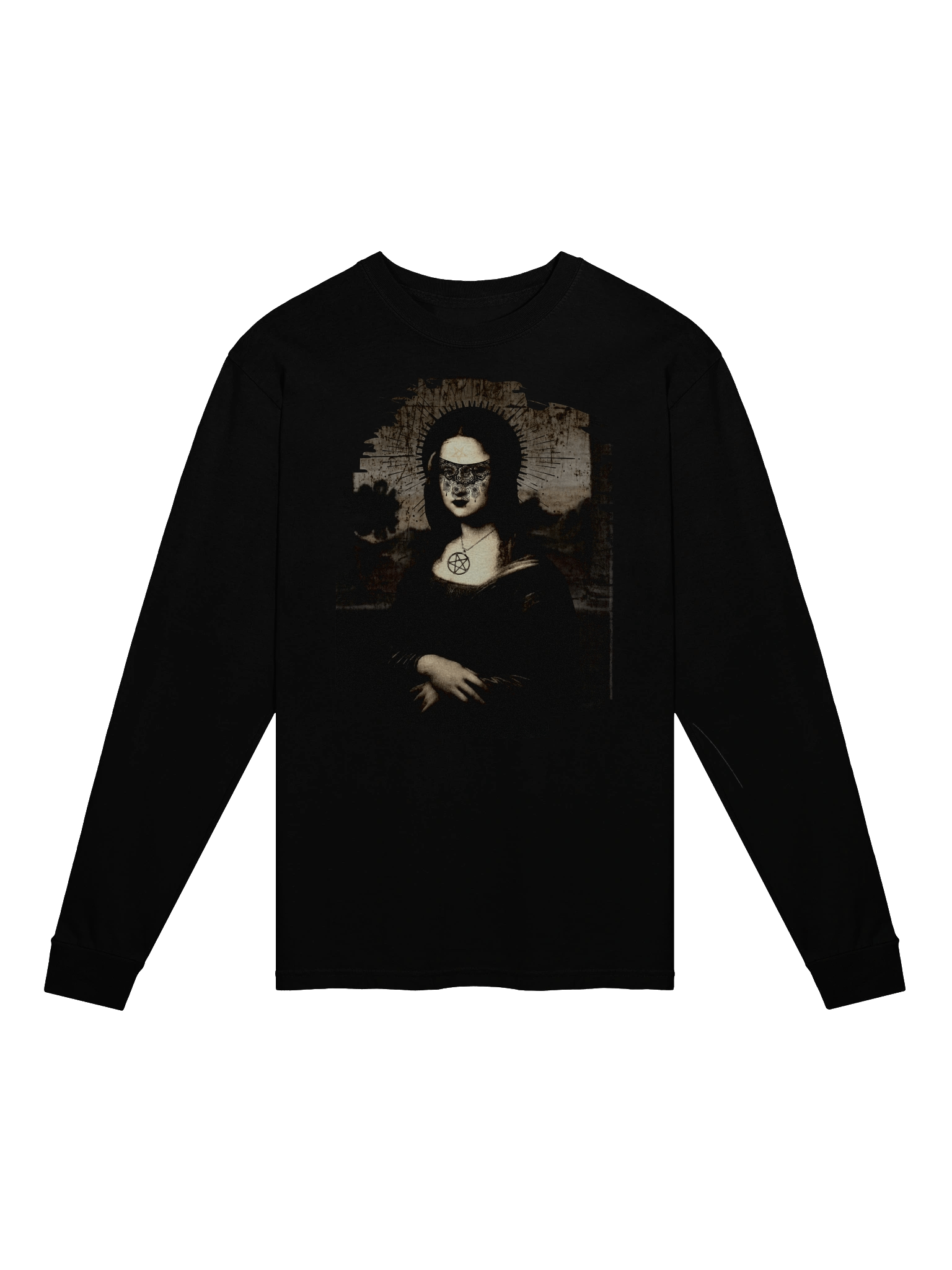 Occult Mona Lisa with Lace Eye Veil - Unisex Long Sleeve T-Shirt product image (1)