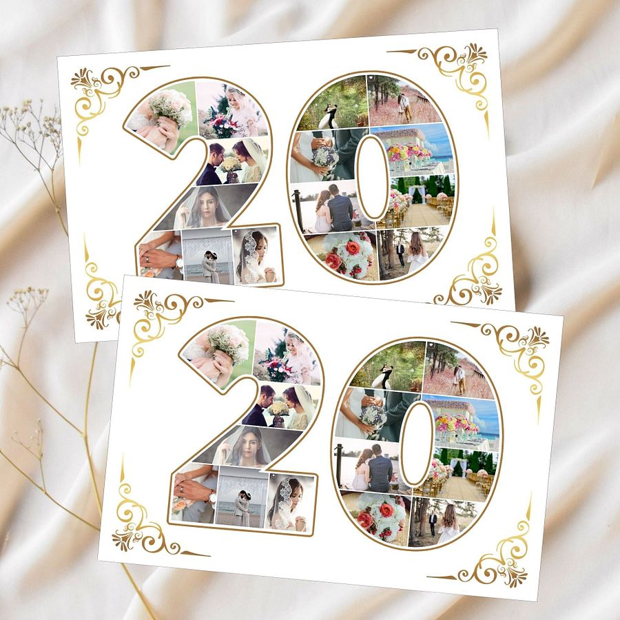 Twenty Year Celebration Card Photo Collage Canva Template product image (3)