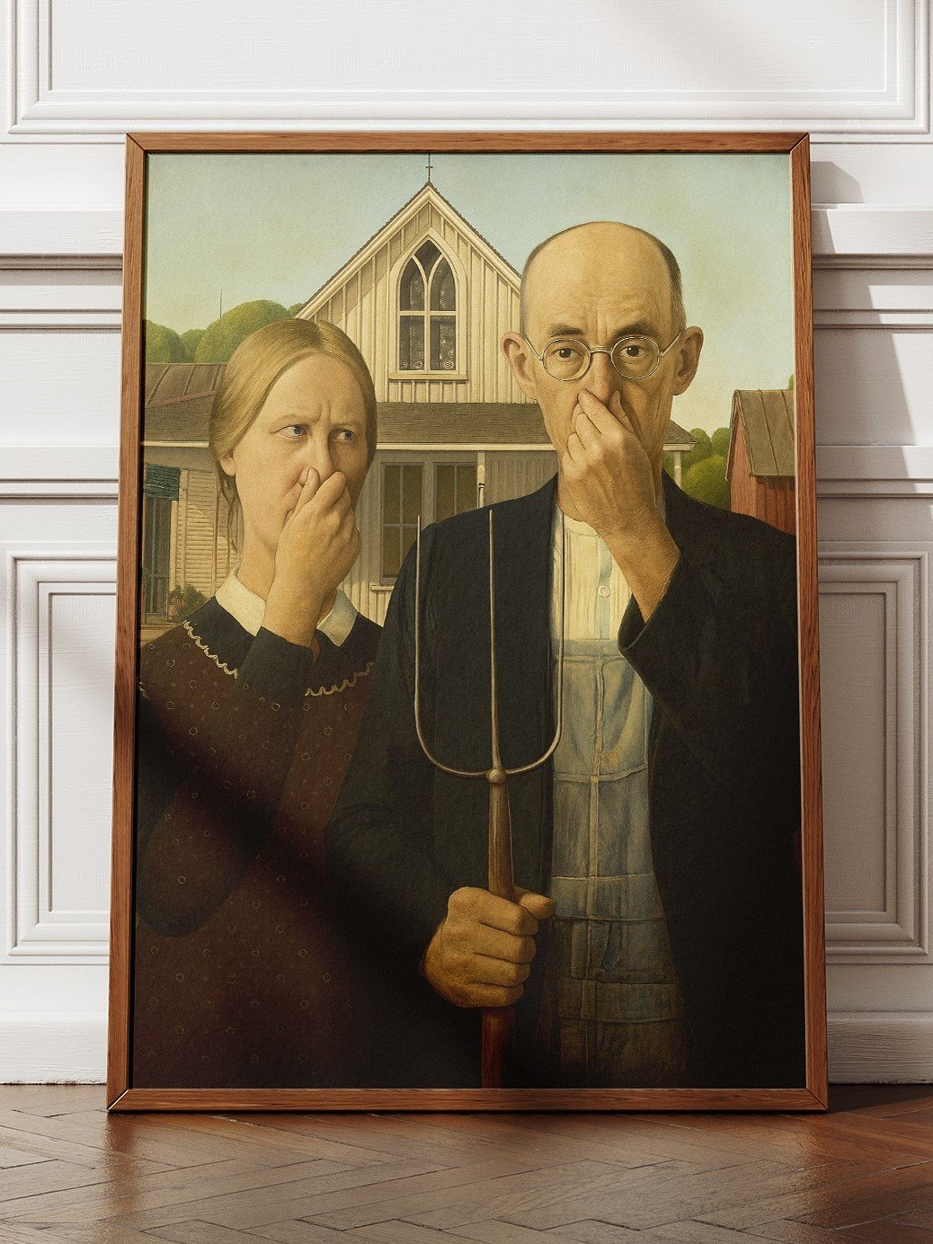 Funny American Gothic Bathroom Art Print Poster product image (1)