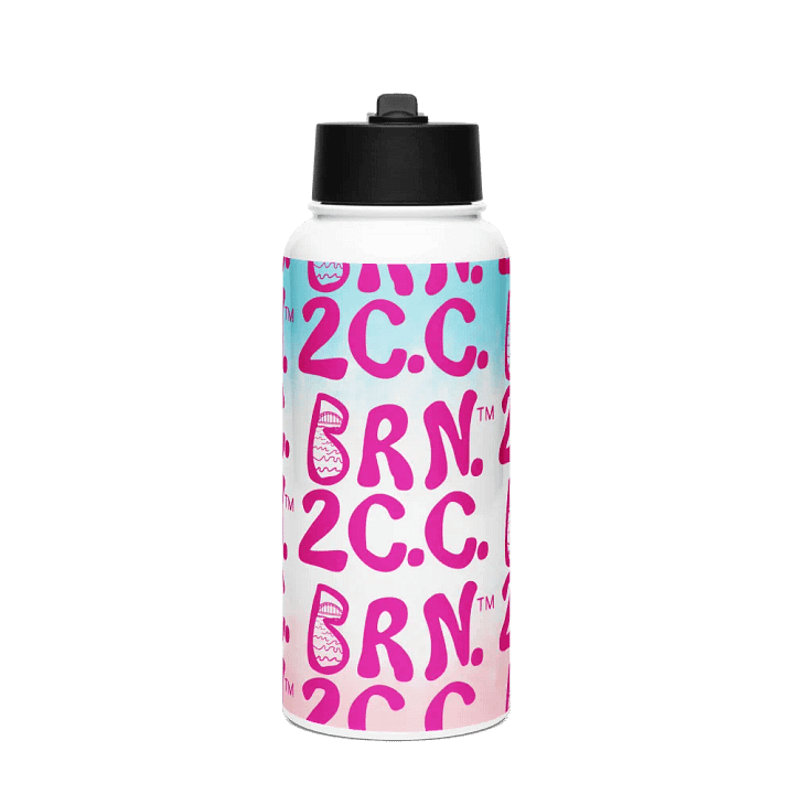 BRN.2C.C.™ | Pink Logo Repeat | Stainless Steel Water Bottle | Iconic Pink, White & Blue product image (1)