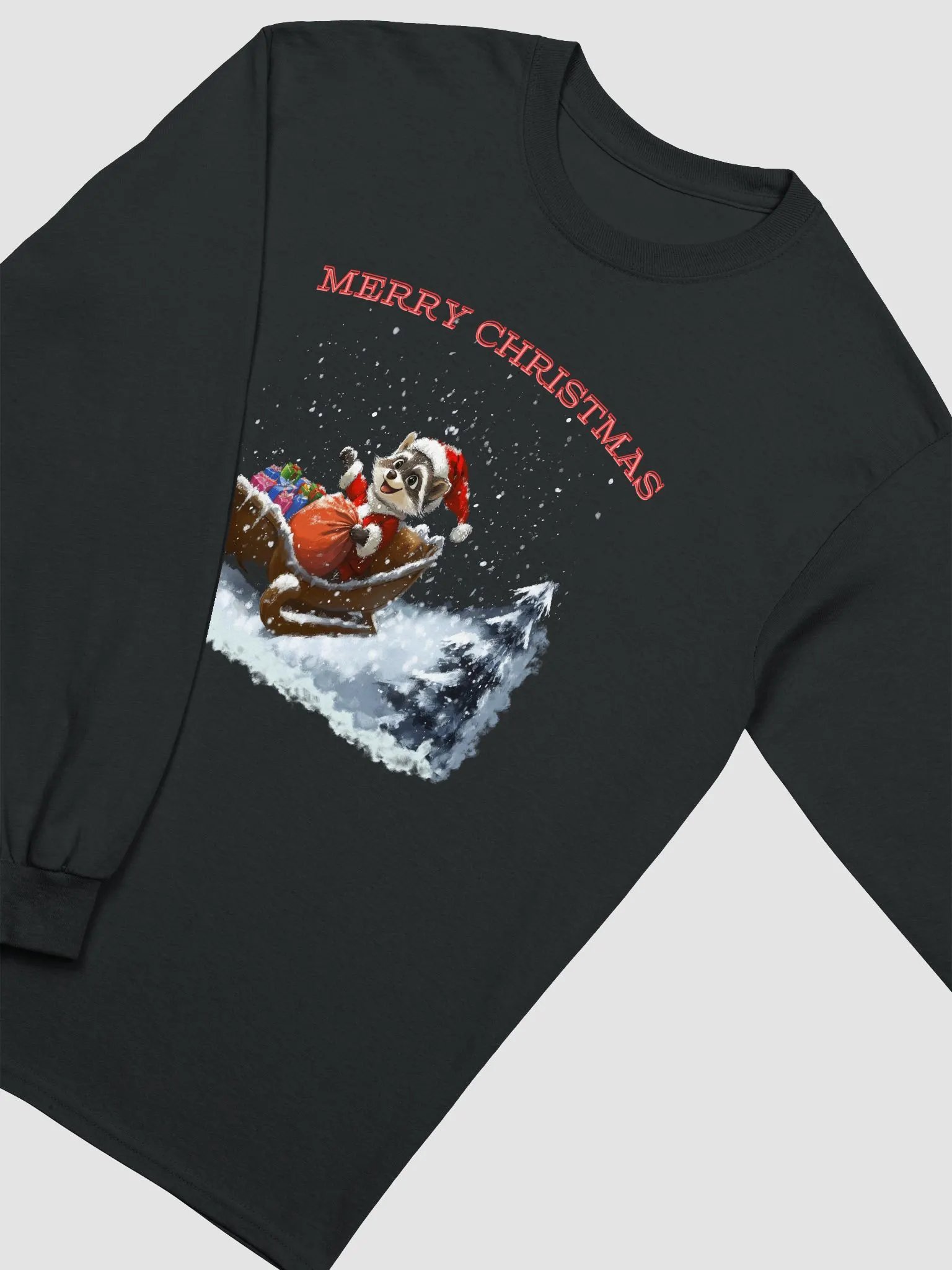 Santa Raccoon Christmas Long Sleeve Tee product image (11)