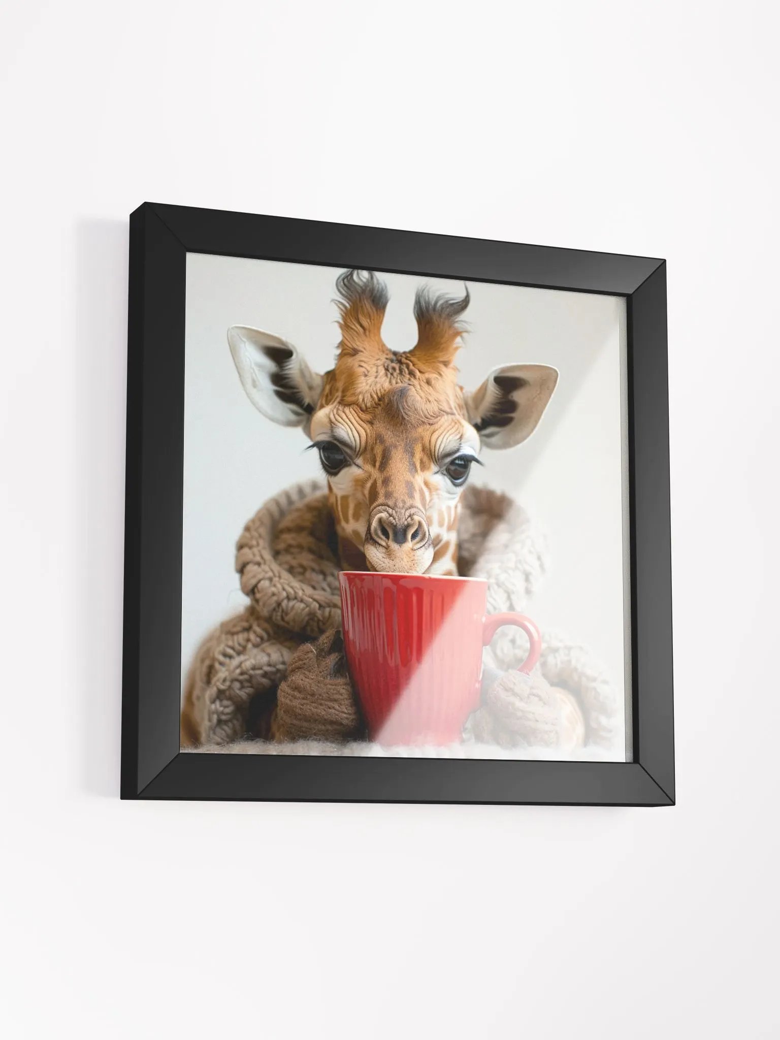 Coffee Lover Cute Baby Giraffe Framed Wall Art product image (3)