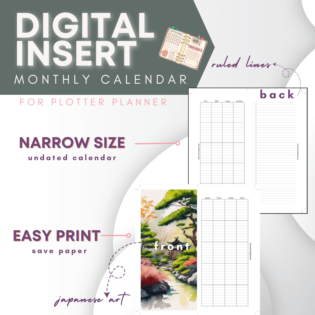 Undated Monthly Calendar - Narrow size product image (3)