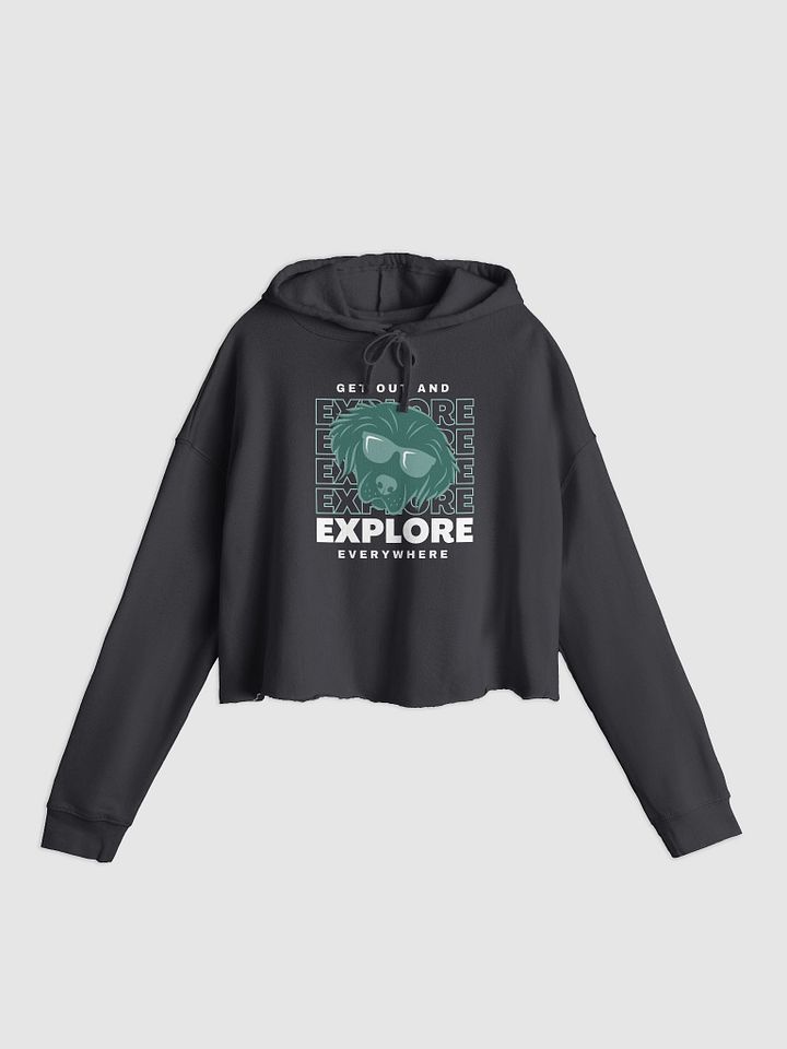Seconds to Go Exploration Crop Hoodie White and Green Graphic product image (1)