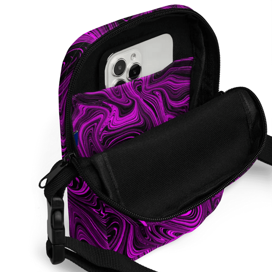 Utility Crossbody Bag - Purple and Black Fluid Swirls product image (2)