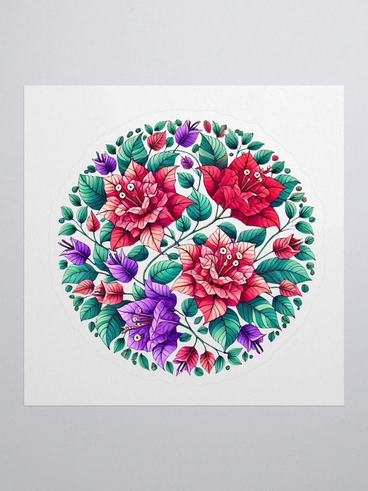 Tropical Vibes Kiss Cut Stickers | AI Design bougainvillea flower mandala motif product image (1)