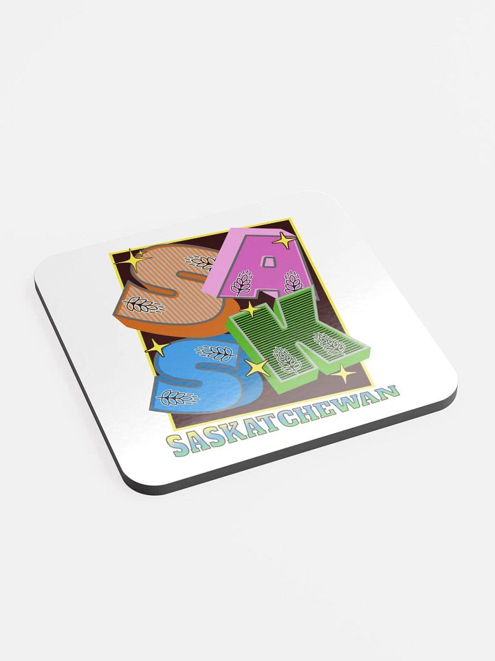 Sask Saskatchewan Block Letter Chic: Glossed Cork Coaster product image (2)