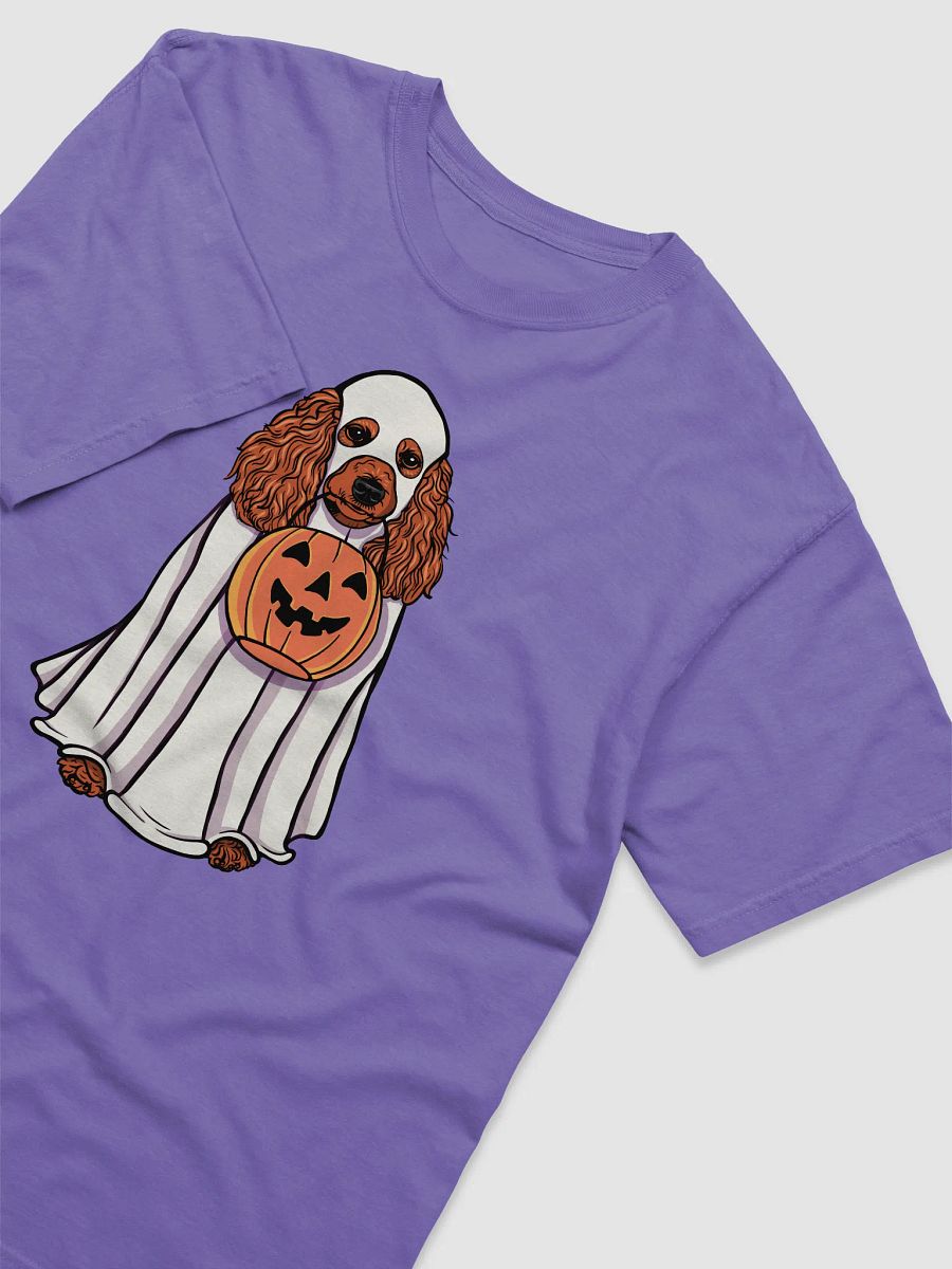 Funny Halloween Poodle(Red) T-Shirt | Funny Papillon Wearing a Ghost Costume and Holding a Pumpkin Basket product image (29)