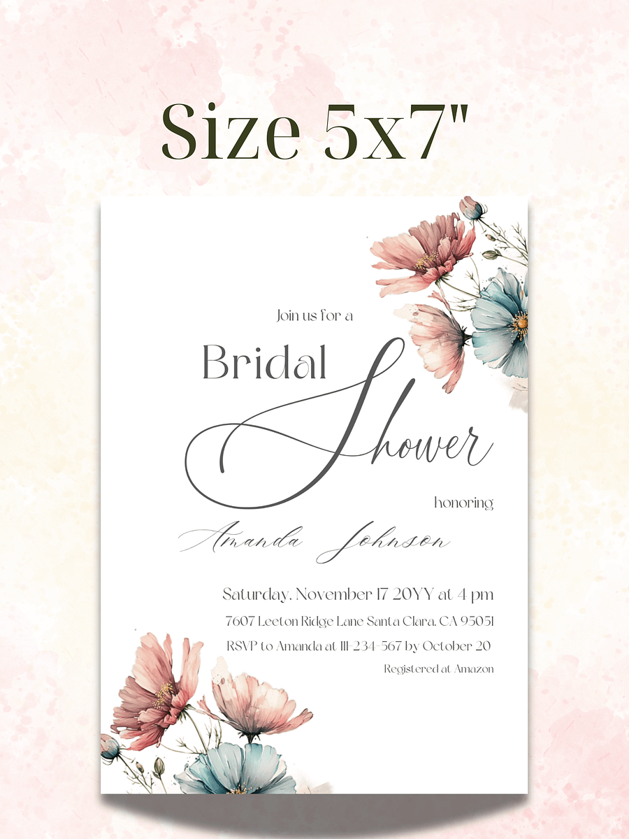 Wildflower Floral Bridal Shower Invitation, Boho Wedding Shower Invite Canva Template, Printable Rustic Garden Party Theme, Digital Download product image (4)