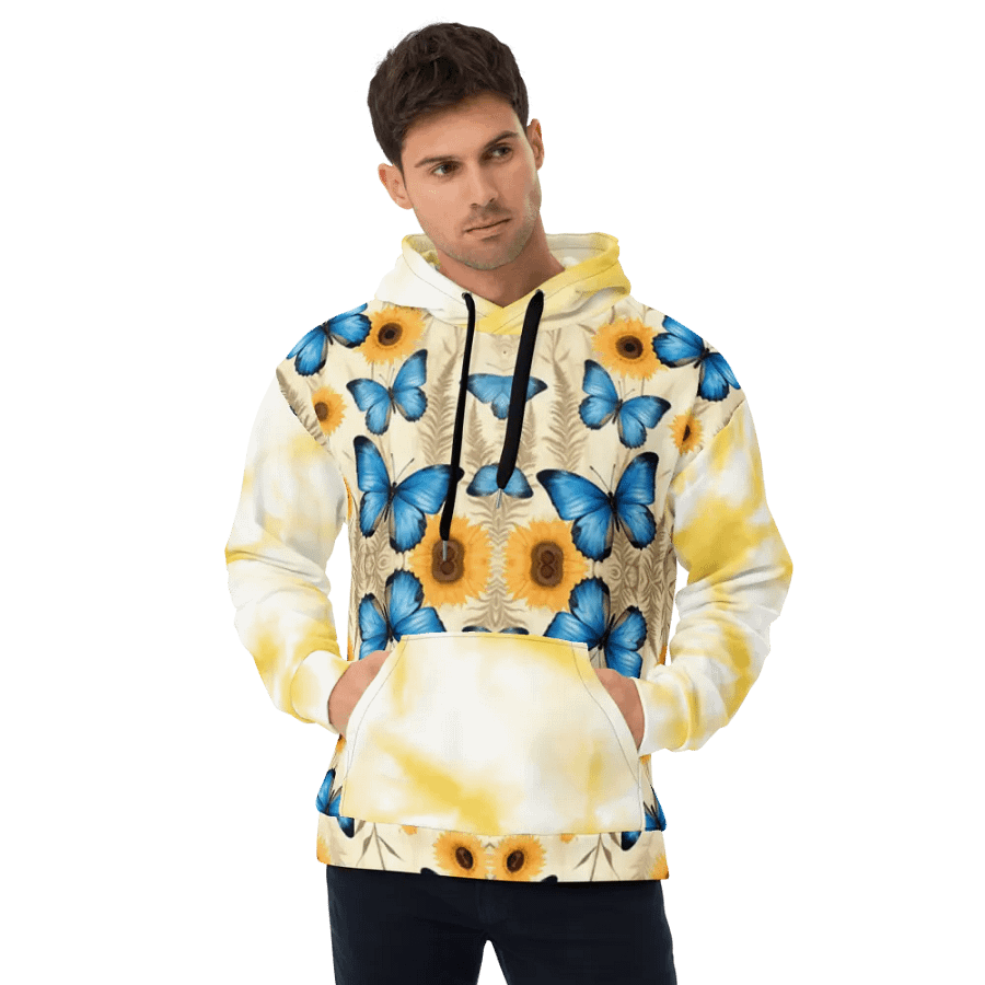 Sunflower and Butterfly Beauty All-Over Unisex Hoodie product image (7)