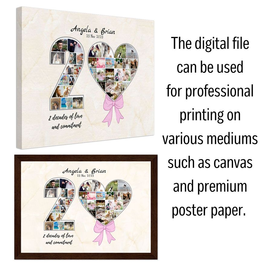 20 Year Wedding Anniversary Photo Collage Canva Template product image (5)
