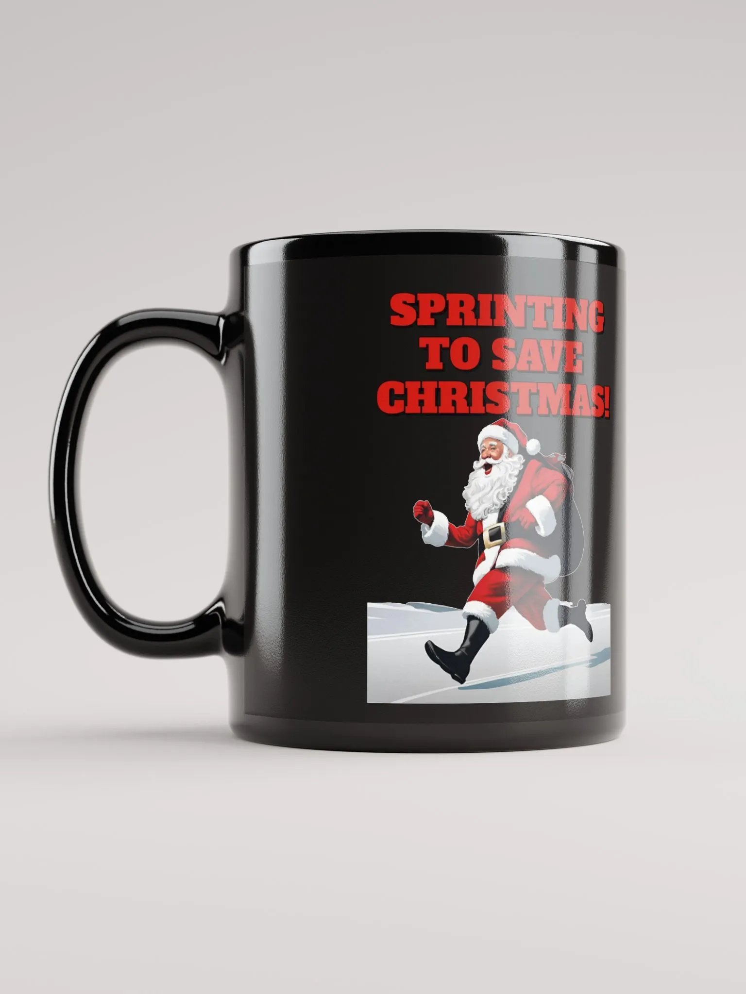 Sprinting To Save Christmas - Santa Claus Black Mug product image (12)