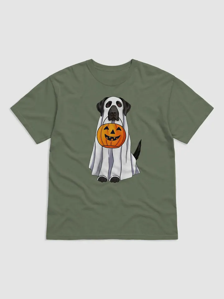 Labrador(Black) Halloween Tee | Funny Fall & Halloween Labrador Wearing a Ghost Costume with Pumpkin Basket product image (2)