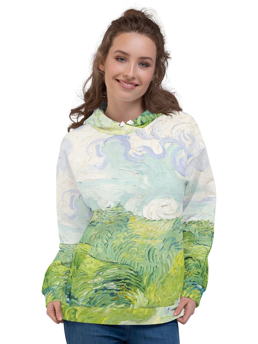 Green Wheat Fields All-Over Print Recycled Unisex Hoodie product image (3)