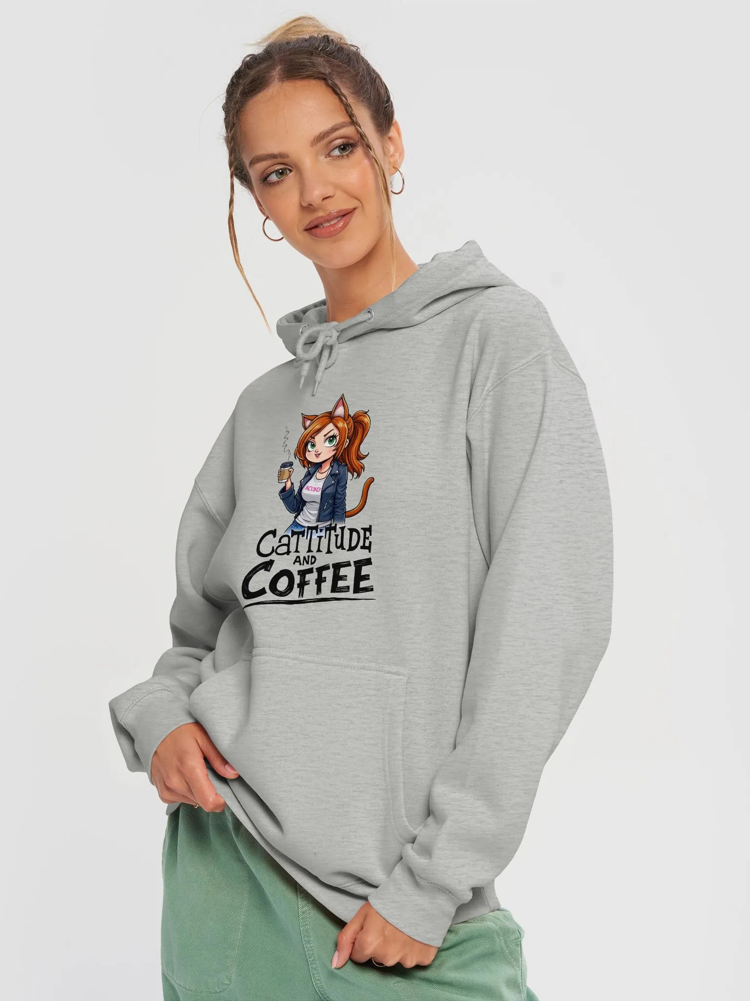 Cat-Titude and Coffee Premium Hoodie product image (15)