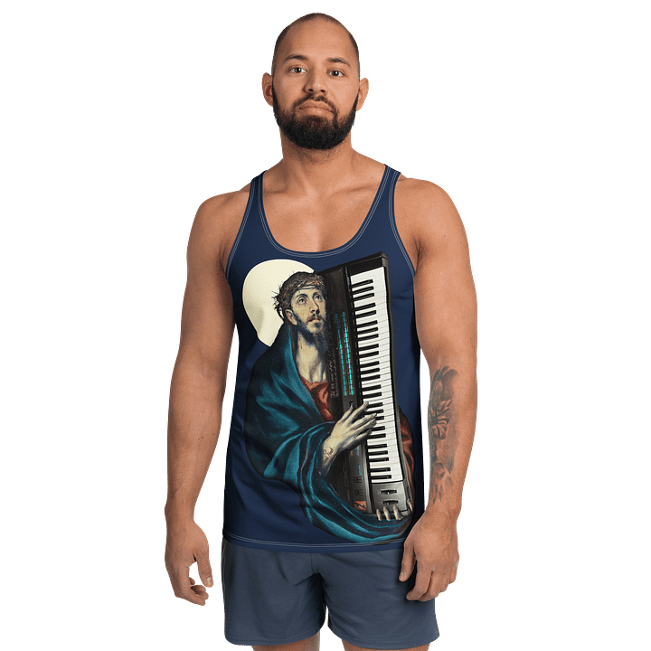 Christ Carrying the DX7 (Yamaha DX7) by Frank Fonik, classic synth Tribute, Regular fit Tank Top product image (2)