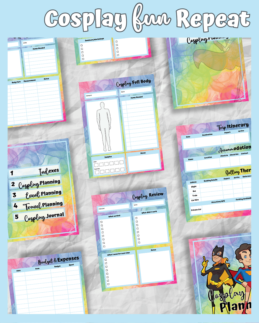 Blue Cosplay Planner Printable product image (6)