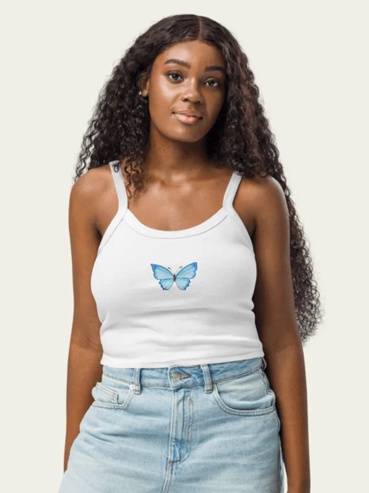 Ribbed Butterfly Tank Top - White product image (1)