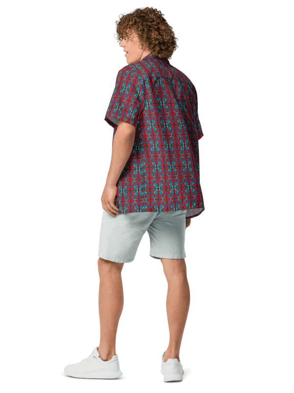 Red Stained Glass – Vibrant Red Pattern Hawaiian Shirt product image (4)