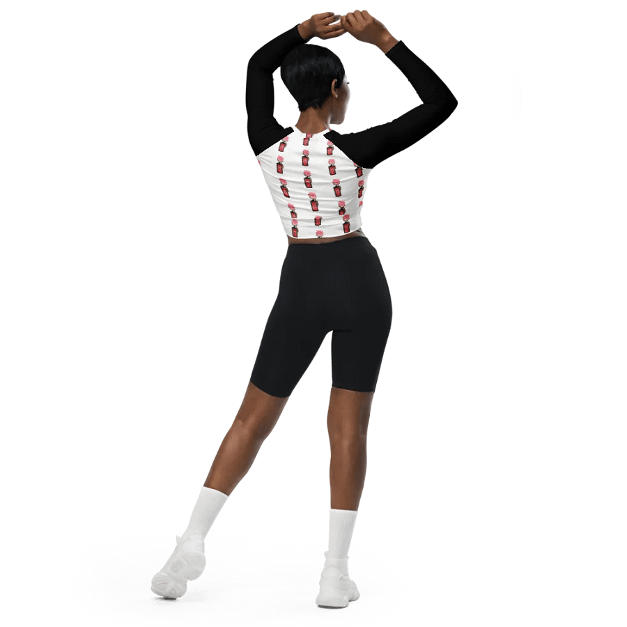 Cinestil Rose Pattern Black Jersey Sleeved Crop Top product image (5)