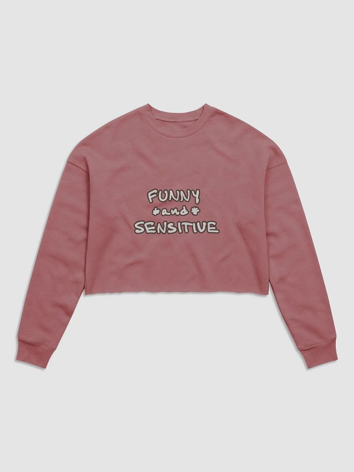 FUNNY *and* SENSITIVE (lined design, #503E36) women’s fleece crop sweatshirt product image (18)
