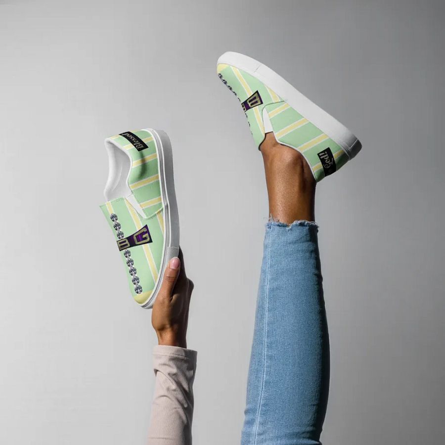 BBG Lime Green & Yellow Diamond Cross Women's Slip On product image (6)
