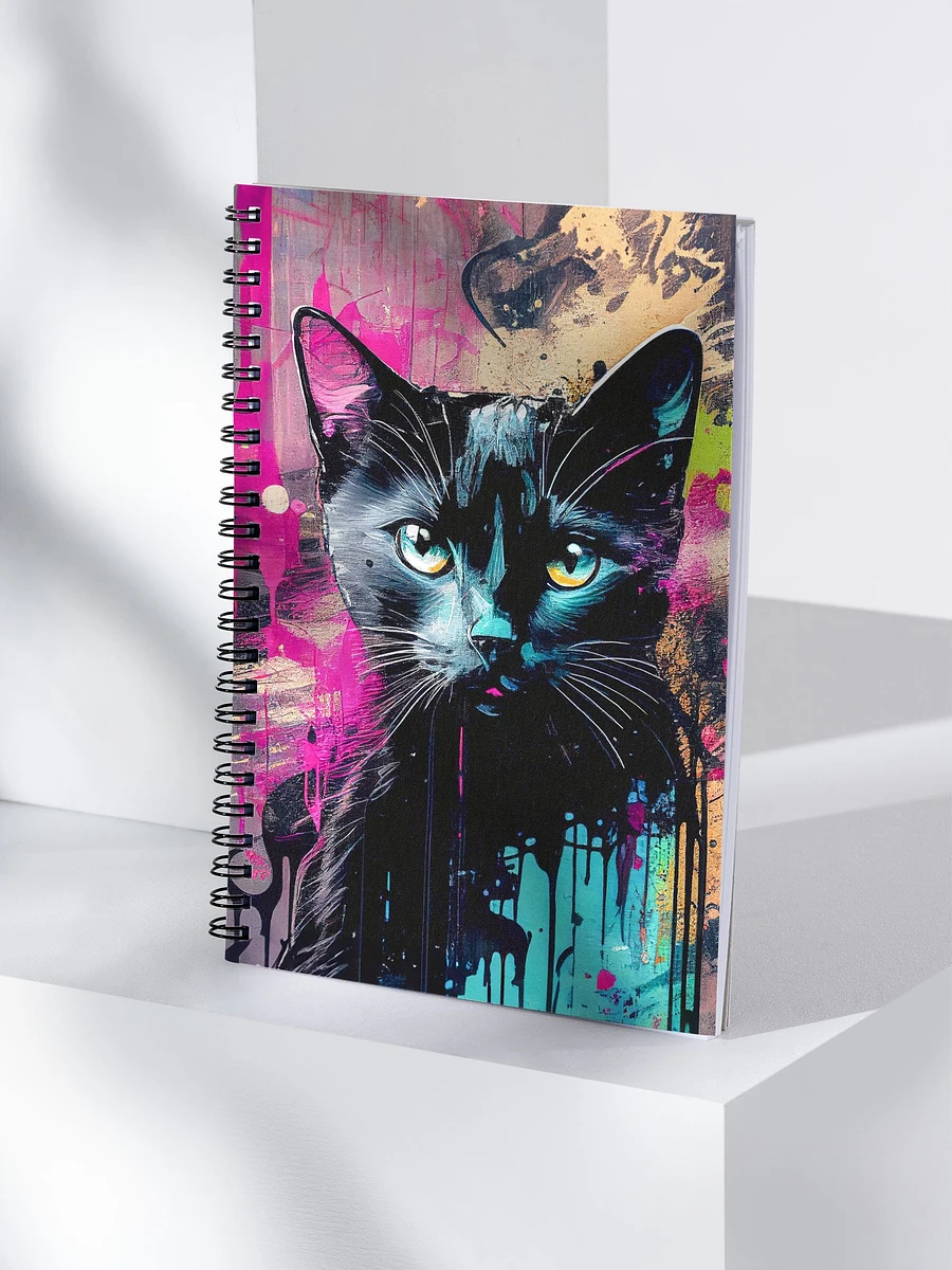 Graffiti Inspired Black Cat Spiral Notebook product image (4)