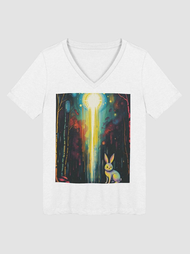 Sweet bunny in an enchanted forest, from enchanted forest series. Elegance Redefined V-Neck Tee product image (1)