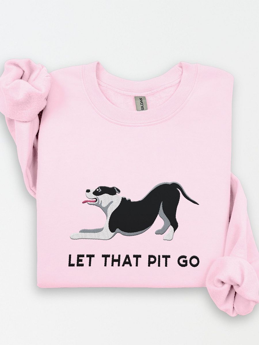 Let That Pit Go Sweatshirt (Embroidered) of a Pitbull Terrier(Black) product image (1)