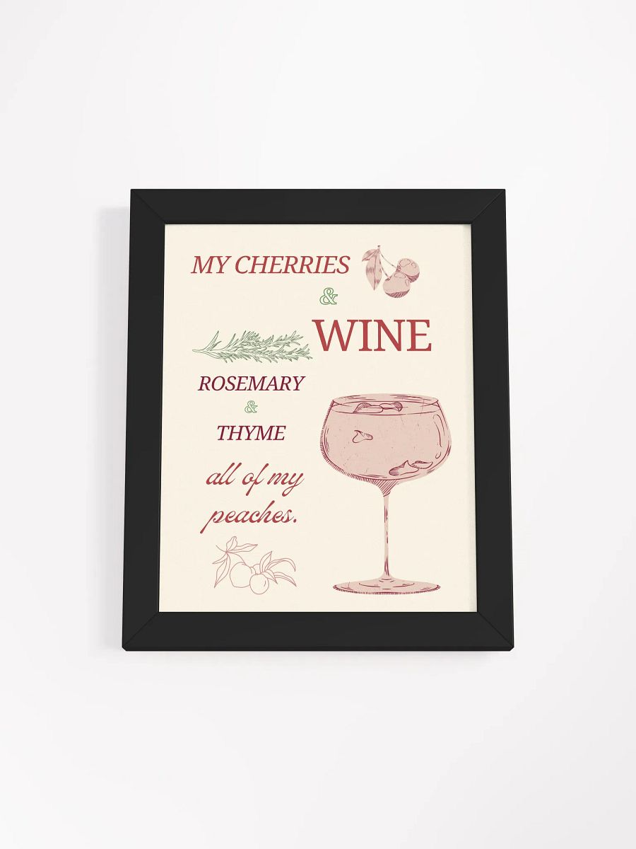 "My Cherries & Wine"Lana Del Rey Inspired Botanical Kitchen Art Print | Elegant Wine Lover Wall Decor | Modern Kitchen Poster product image (9)