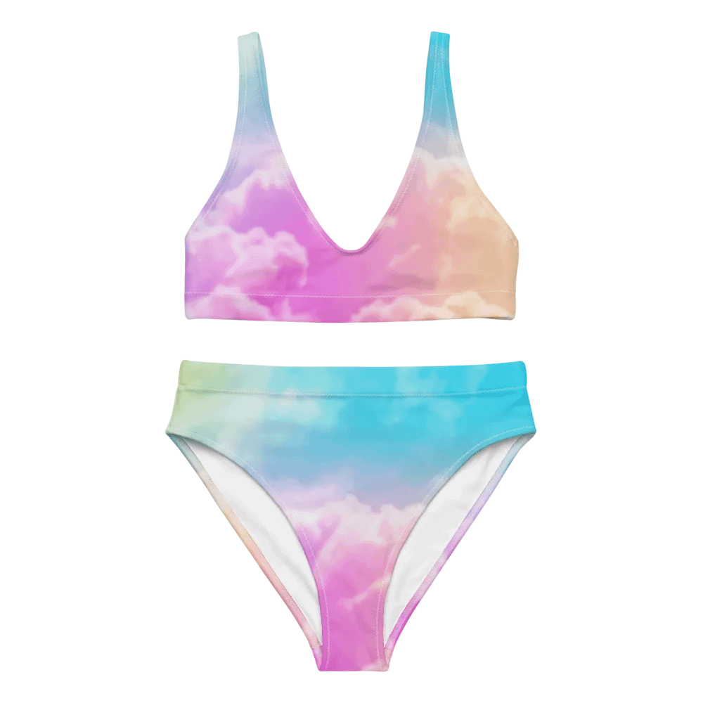 Blur cloud rainbow Design High Waisted Bikini - V7 product image (8)