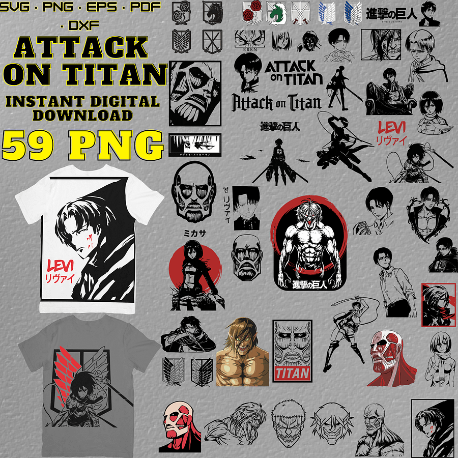 Attack On Titan Svg, Anime Svg, SVG bundle, Anime Bundle, T-shirt Svg, T-shirt Svg Bundle, Wings Of Freedom Bundle,177 Files, Anime Png, Png product image (1)
