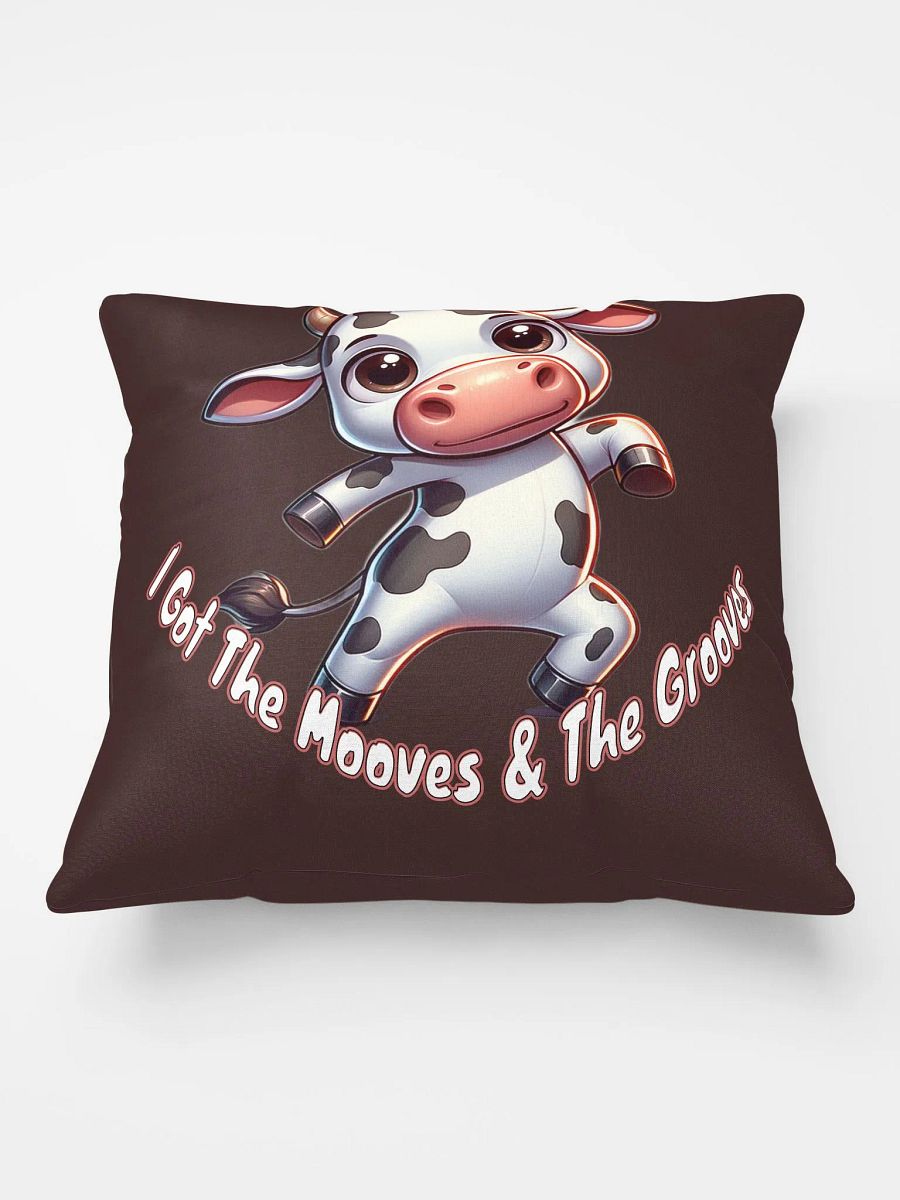 Adorable Dancing Cow Pillow - 'I Got The Mooves & The Grooves' Cute Cartoon Design product image (2)