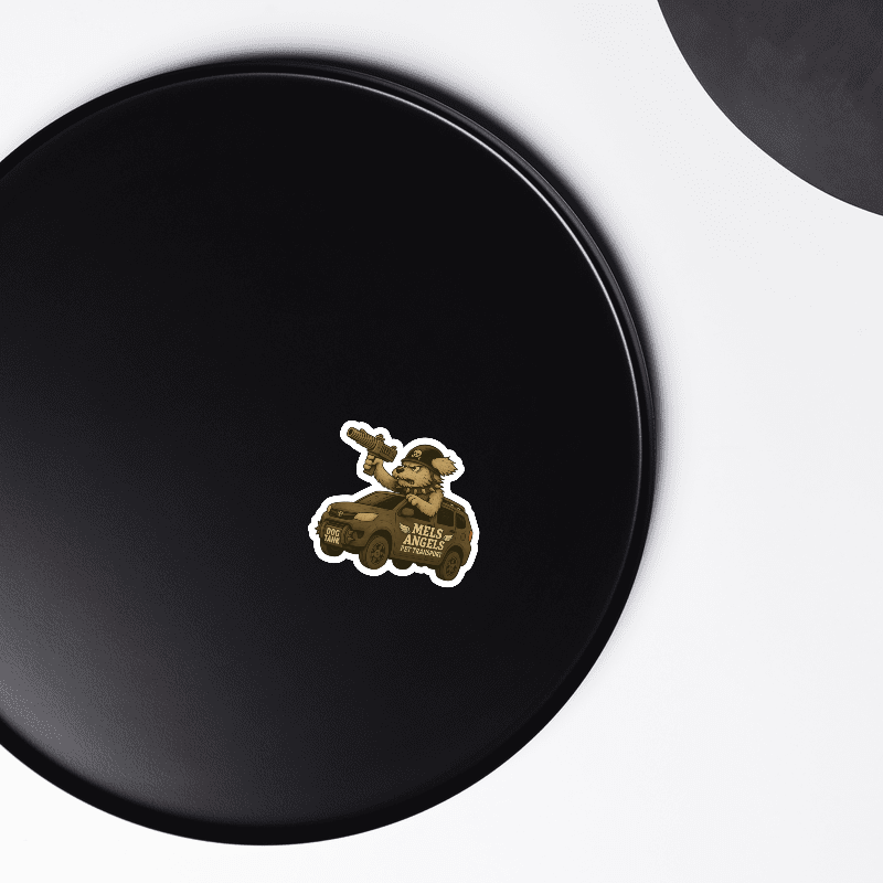 Mel’s Angels Dog Tank Magnet – Vintage Military Style Die-Cut Vinyl Magnet product image (2)