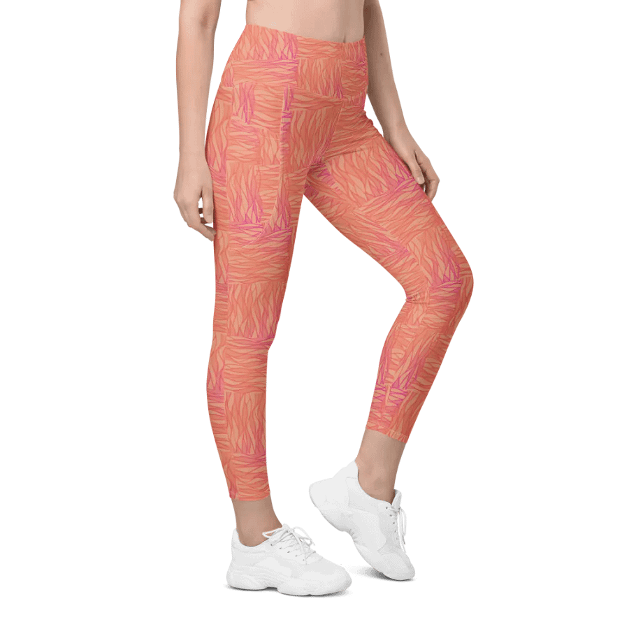 Peach All-Over Print Leggings with Pockets product image (6)