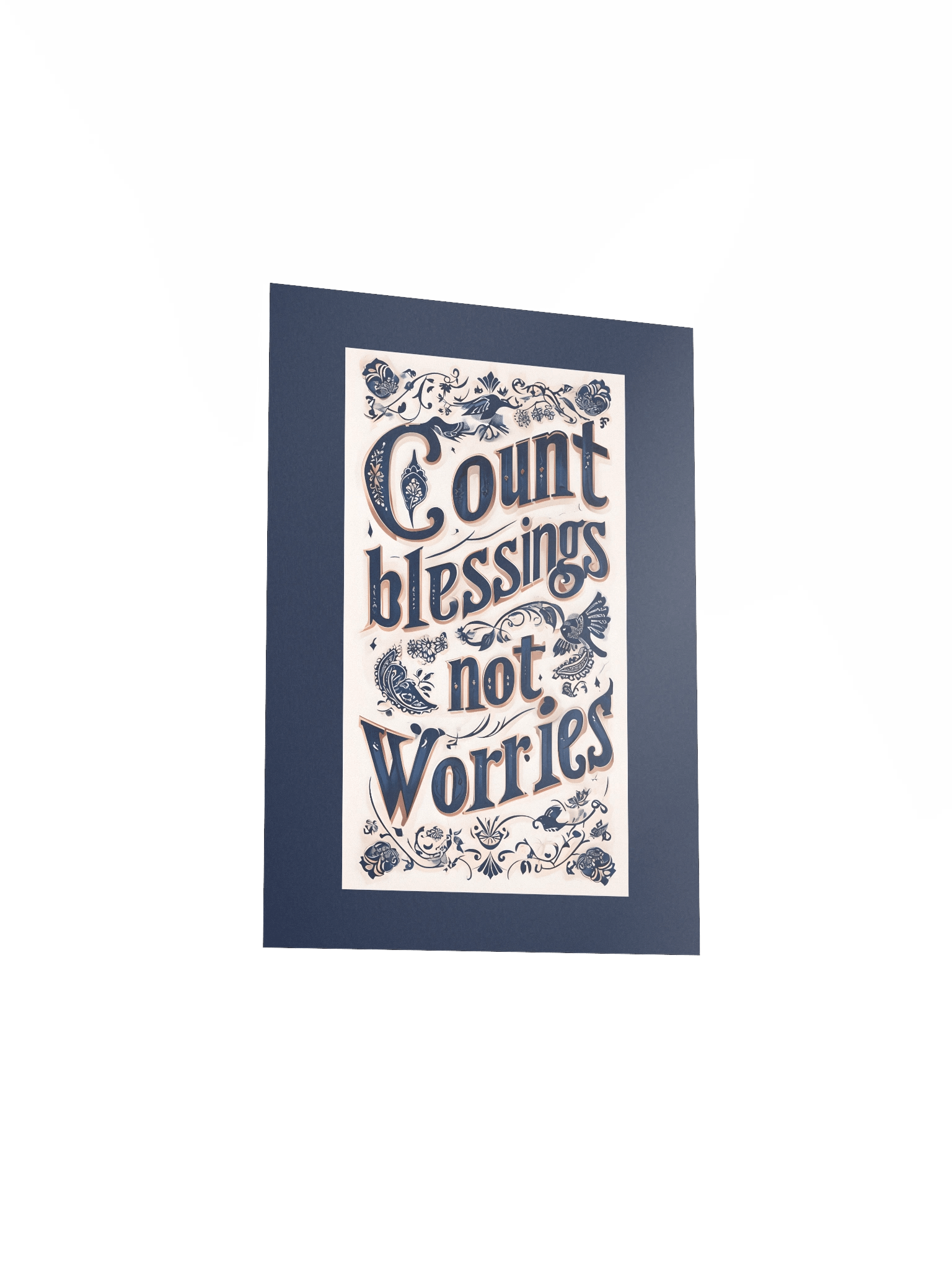 Count Blessings, Not Worries – Decorative Typography Dark Background Poster product image (25)