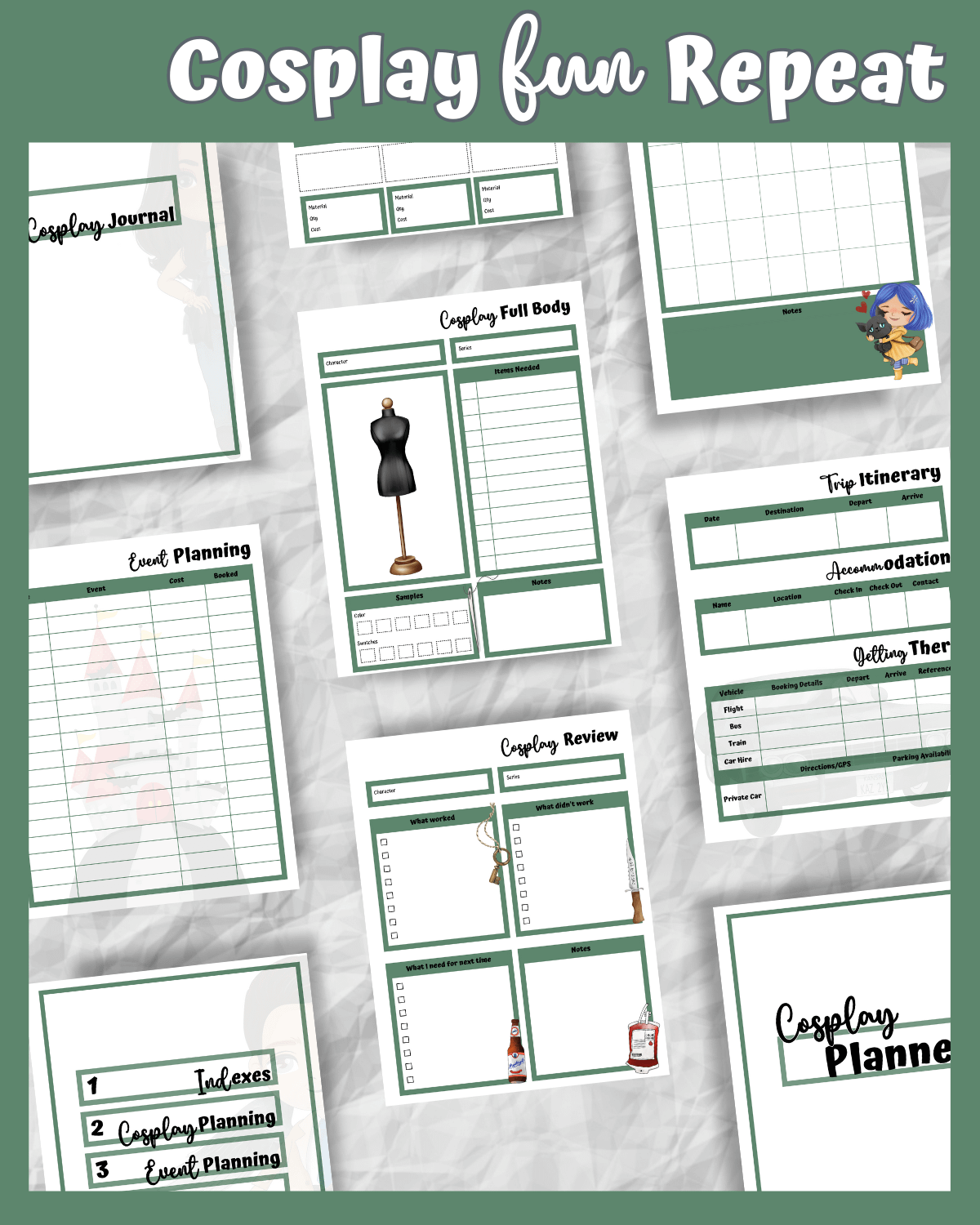 Monster Hunter Cosplay Planner – Green Edition | 54-Page Printable PDF product image (6)