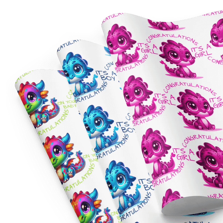 Congratulations Baby Boy or Girl Wrapping Paper Sheets - Newborn Gift Wrap Set product image (1)