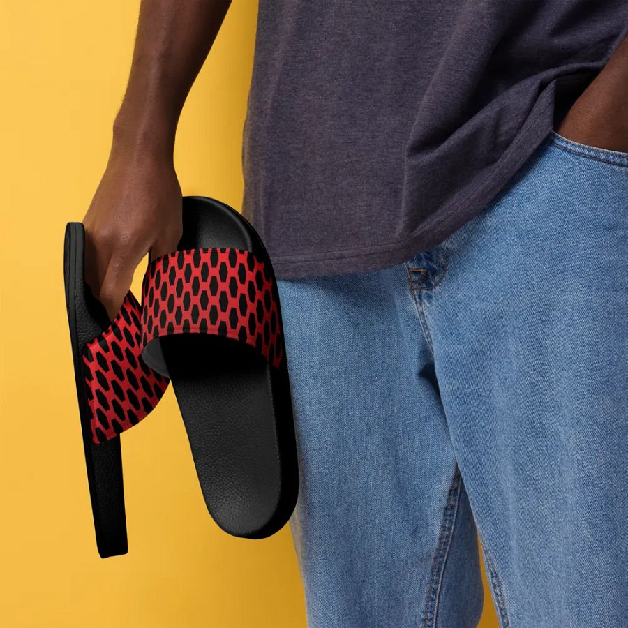 Honeycomb Red & Black Men's Slides product image (7)
