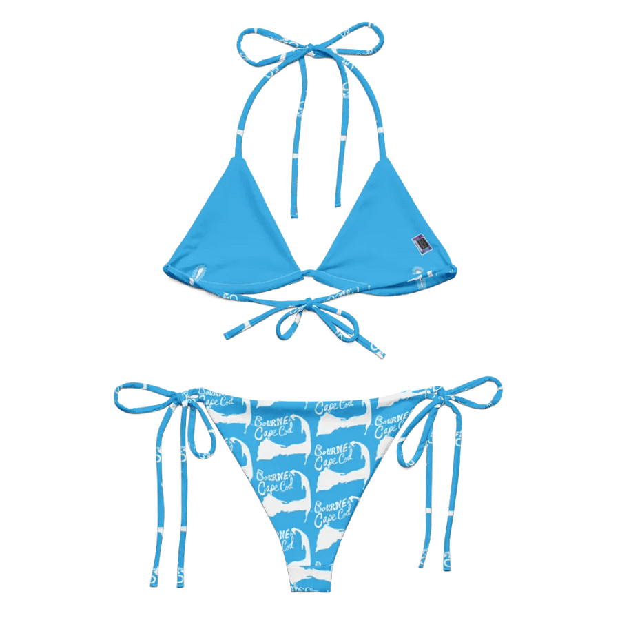 BOURNE to Cape Cod™ | White Logo on Deep Sky Blue | String Bikini – Bold, Beachy & Totally Luxe product image (3)