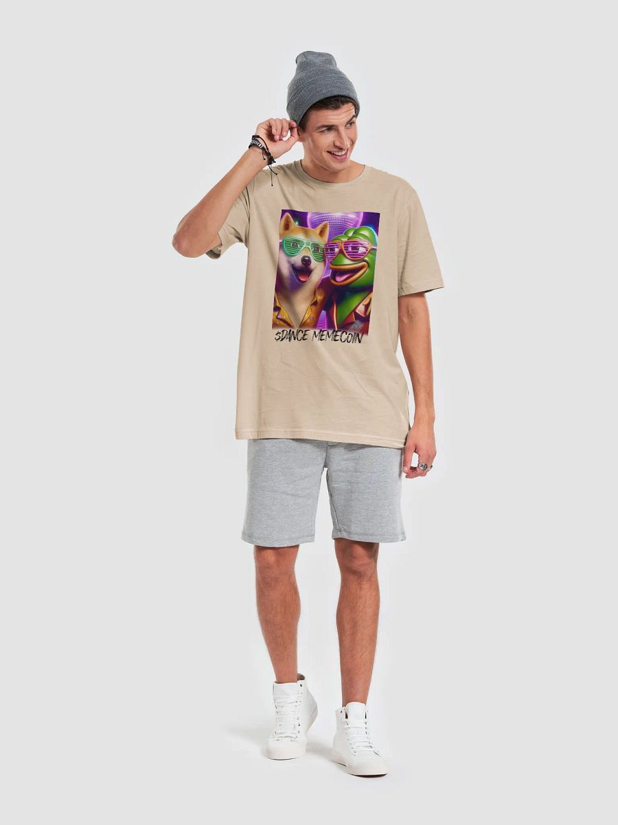 DISCO DOGE and PARTY PEPE - DANCE MEMECOIN - PREMIUM TEE - TAN product image (1)