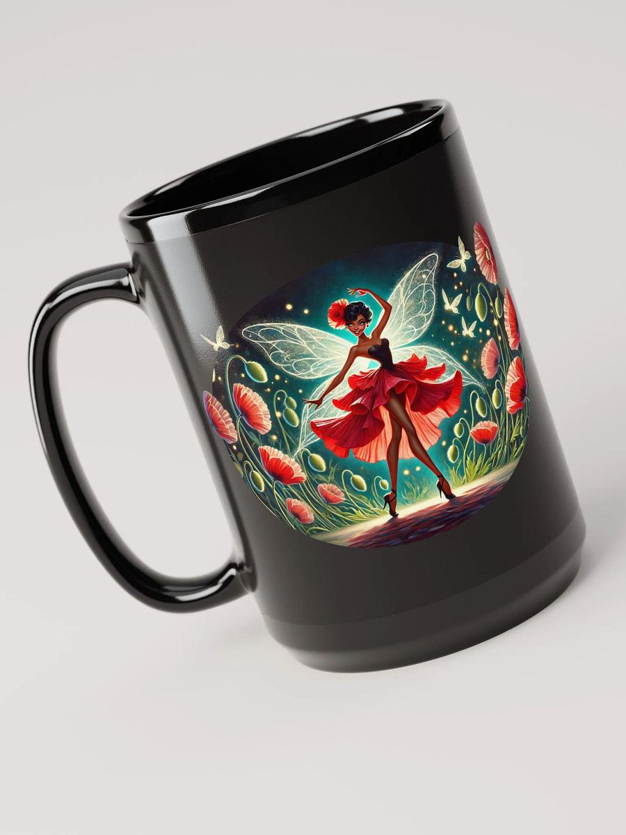 Poppy Fairy Blossom 15 oz Black Glossy Mug product image (3)