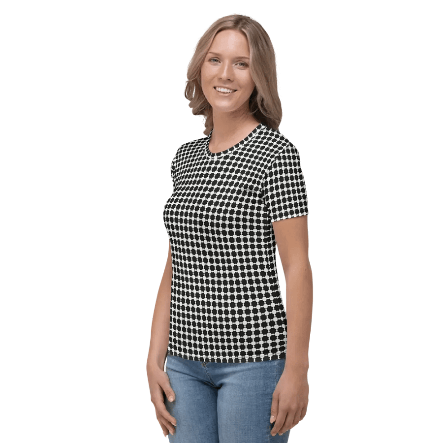 Abstract Black and White Chain Ladies T Shirt product image (7)