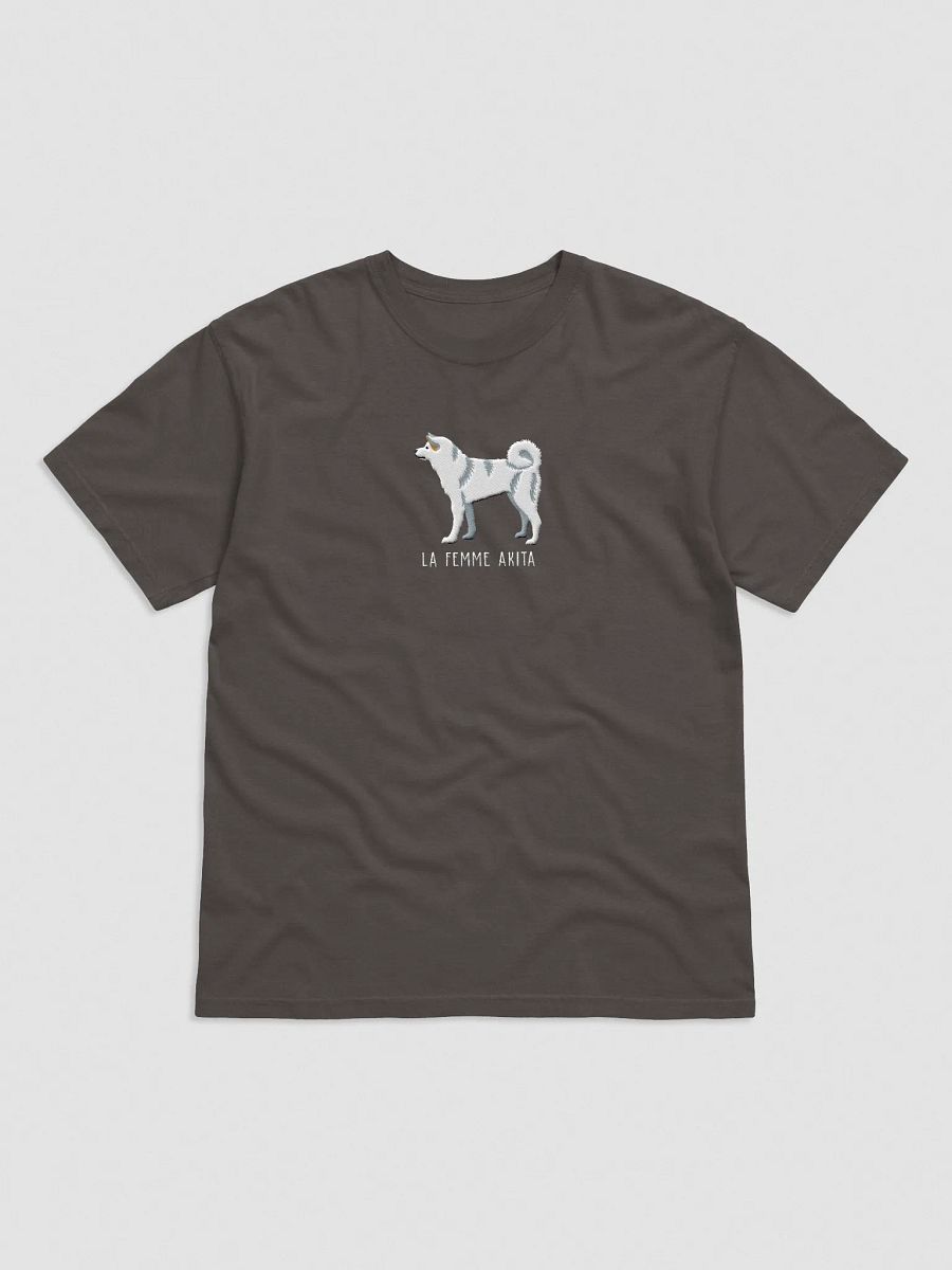 La Femme Akita T-Shirt(Embroidered) of a Japanese Akita(White) product image (1)