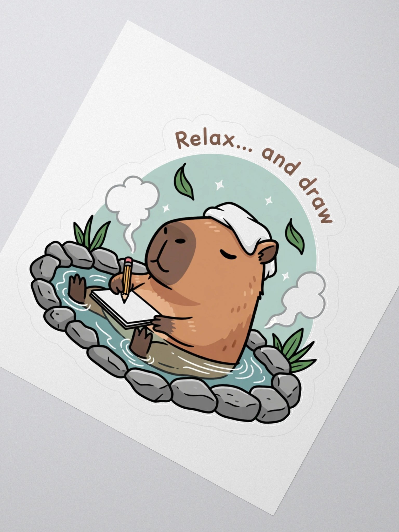 Capybara Sketch Spa Kiss Cut Sticker product image (2)