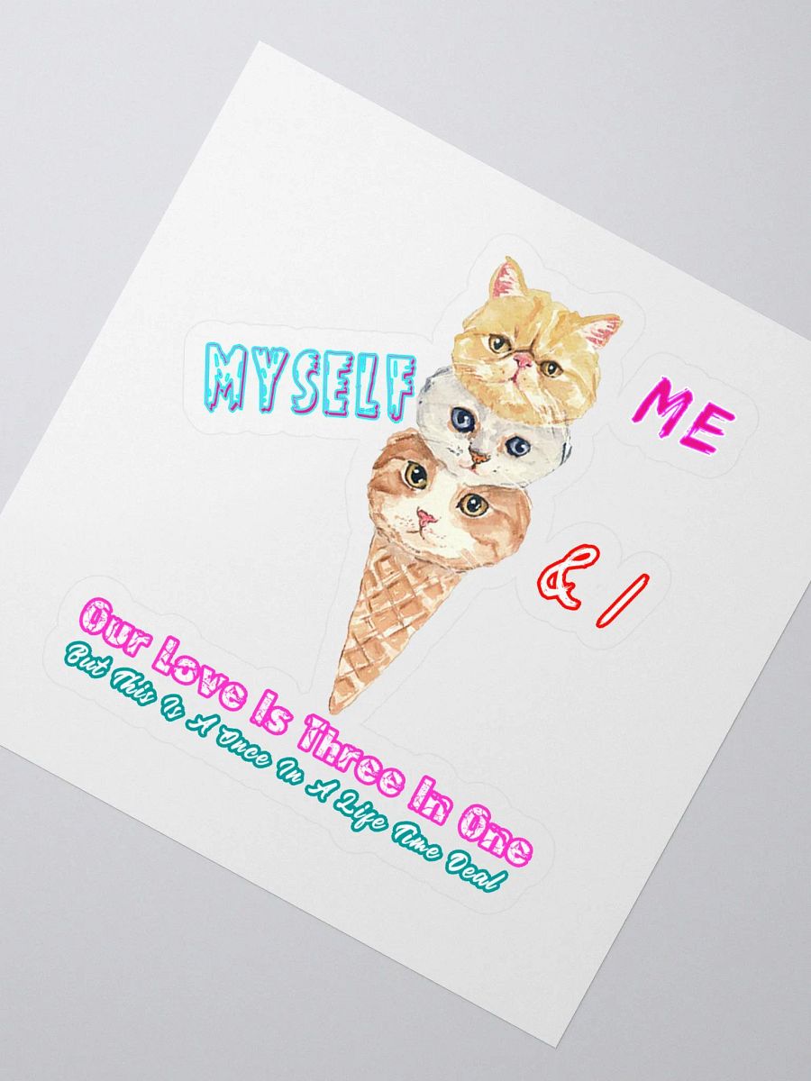 Cute Cat Ice Cream, Funny Cat Sticker, Triple Cat Love sticker, Me, Myself & Cats, Adorable Cat Design, Quirky Cat Art product image (2)